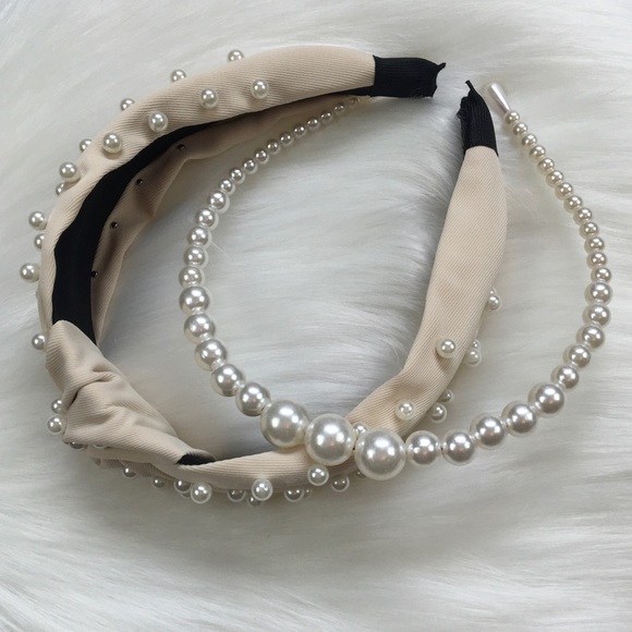 New Set of 2 Pearl Accented Headbands ~ Hair Accessories - Picture 2 of 15